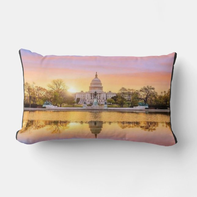 Washington DC US Capitool Gebouw Zonsondergang Ref Kussen (Voorkant)
