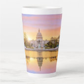 Washington DC US Capitool Gebouw Zonsondergang Ref Latte Mok (Voorkant)