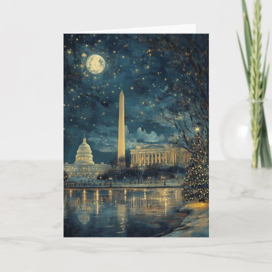 Washington DC US Capitool Kerstboom Feestdagen Kaart (Voorkant)