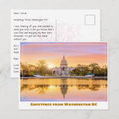 Washington DC US Capitool Zonsondergang met Weerka Briefkaart (Voorkant / Achterkant)