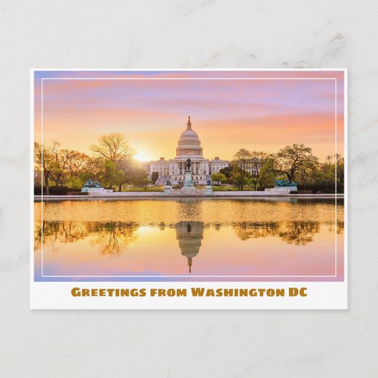 Washington DC US Capitool Zonsondergang met Weerka Briefkaart (Voorkant)