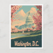 Washington DC USA Art Vintage Travel Illustratie Briefkaart (Voorkant)