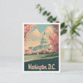 Washington DC USA Art Vintage Travel Illustratie Briefkaart (Staand voorkant)