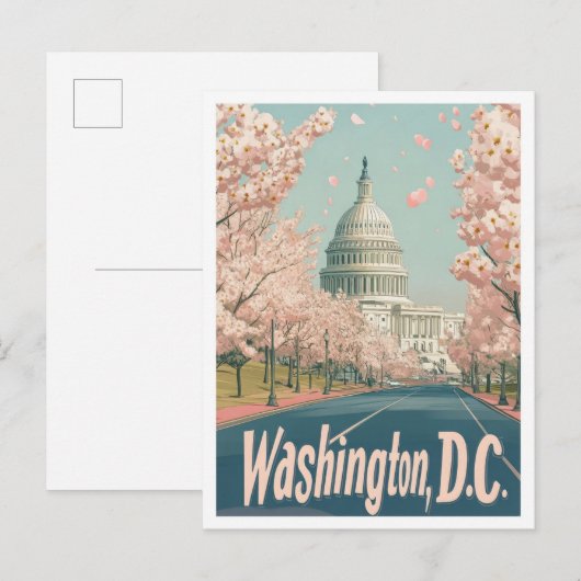Washington DC USA Art Vintage Travel Illustratie Briefkaart (Voorkant / Achterkant)