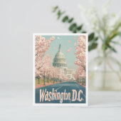 Washington DC USA Art Vintage Travel Illustratie Briefkaart (Staand voorkant)