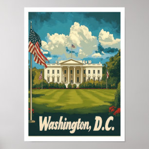 Washington DC USA Art Vintage Travel Illustratie Poster