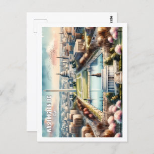 Washington DC USA Beroemde Reisplaats waterverf Briefkaart