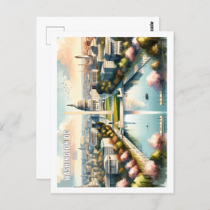 Washington DC USA Beroemde Reisplaats waterverf Briefkaart