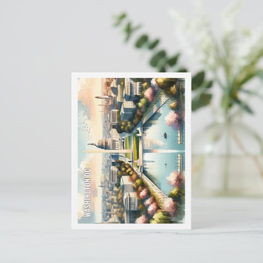 Washington DC USA Beroemde Reisplaats waterverf Briefkaart (Staand voorkant)