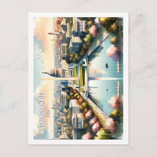 Washington DC USA Beroemde Reisplaats waterverf Briefkaart (Voorkant)