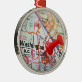 Washington DC USA Capitol Map Pin Metalen Ornament (Rechts)