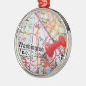 Washington DC USA Capitol Map Pin Metalen Ornament (Links)