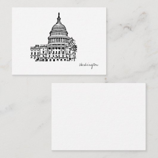 Washington DC USA Capitol Sketch Informatiekaartje (Voorkant / Achterkant)