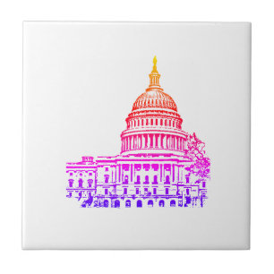 Washington DC USA Capitol Sketch Tegeltje