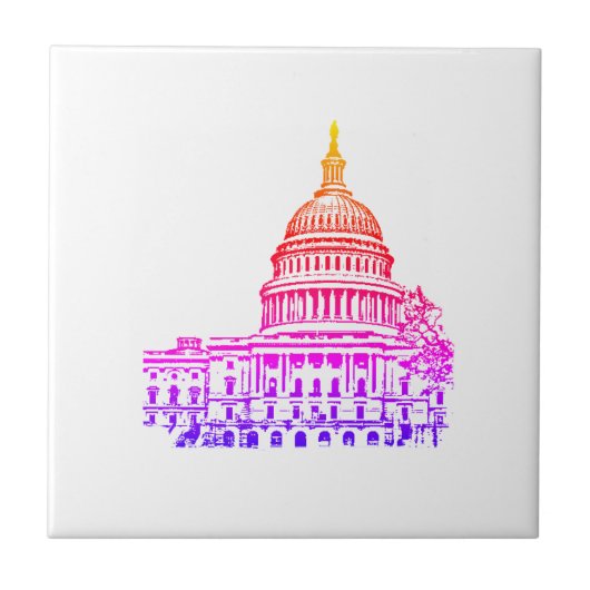 Washington DC USA Capitol Sketch Tegeltje (Voorkant)