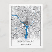Washington DC USA Travel City Map Briefkaart (Voorkant)