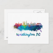 Washington DC V2 skyline in waterverf Briefkaart (Voorkant / Achterkant)