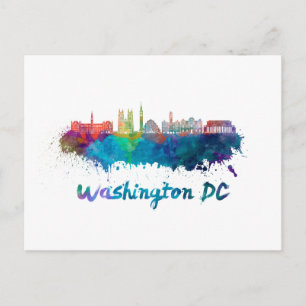 Washington DC V2 skyline in waterverf Briefkaart
