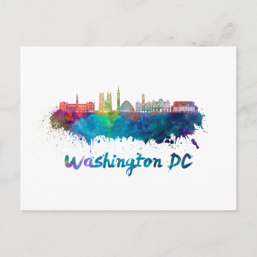 Washington DC V2 skyline in waterverf Briefkaart (Voorkant)