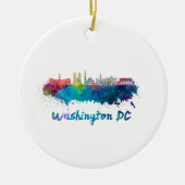 Washington DC V2 skyline in waterverf Keramisch Ornament (Voorkant)