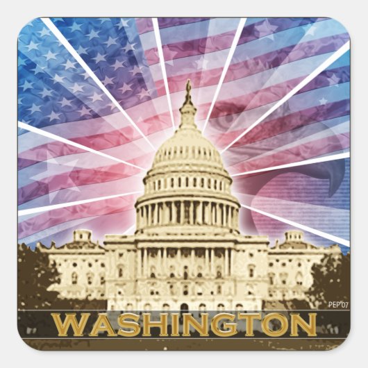 Washington DC Vierkante Sticker (Voorkant)