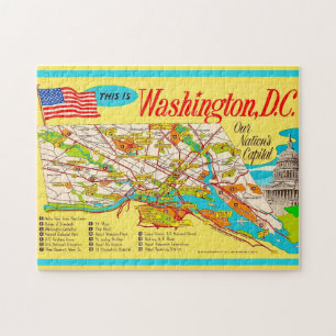 Washington DC Vintage 11x14 kaartpuzzel Legpuzzel