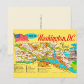Washington DC Vintage Kaart Ansichtkaart (Voorkant / Achterkant)