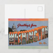 Washington DC Vintage Travel Briefkaart (Voorkant / Achterkant)