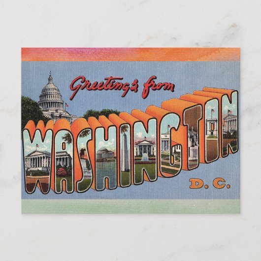 Washington DC Vintage Travel Briefkaart (Voorkant)