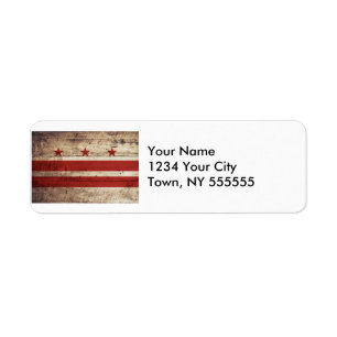 Washington DC-vlag op oude houten graan Etiket