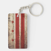 Washington DC-vlag op oude houten graan Sleutelhanger (achterkant)