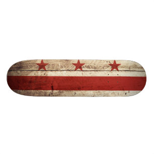 Washington DC-vlag op oude houtnerf Persoonlijk Skateboard