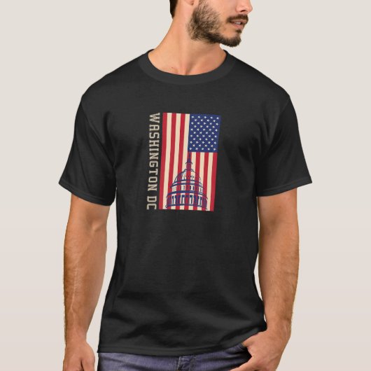 Washington DC Vlag van de Verenigde Staten T Shirt (Voorkant)