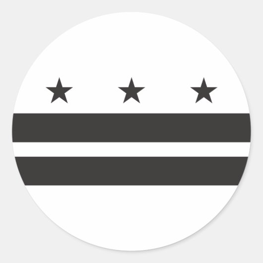Washington DC Vlag - Zwart Ronde Sticker (Voorkant)