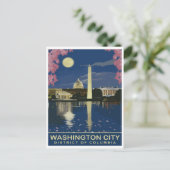 Washington DC, Waterreflecties door Nacht, Reizen Briefkaart (Staand voorkant)