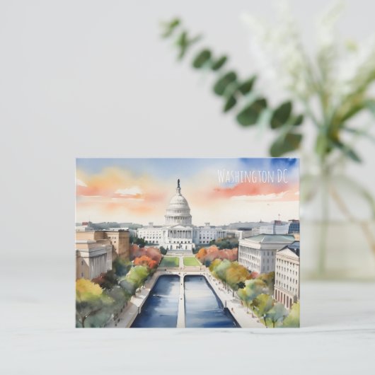 Washington DC waterverf kunst Briefkaart (Staand voorkant)