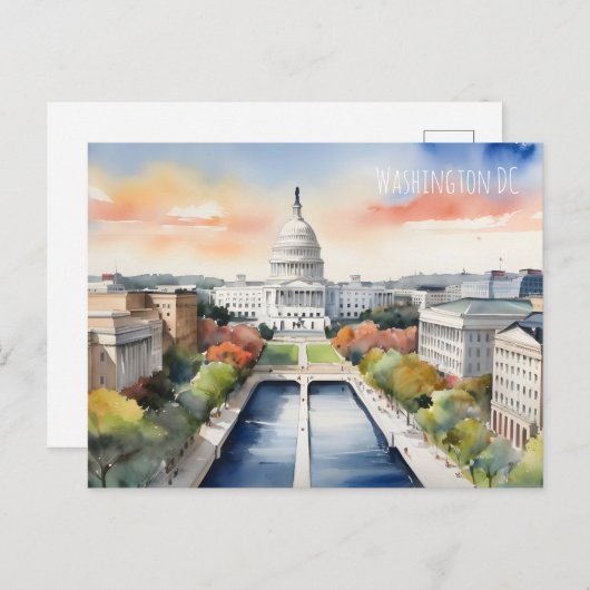 Washington DC waterverf kunst Briefkaart (Voorkant / Achterkant)