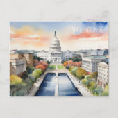 Washington DC waterverf kunst Briefkaart (Voorkant)