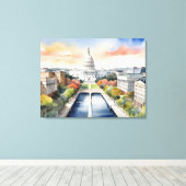 Washington DC waterverf kunst Canvas Afdruk (Insitu (Houten vloer))