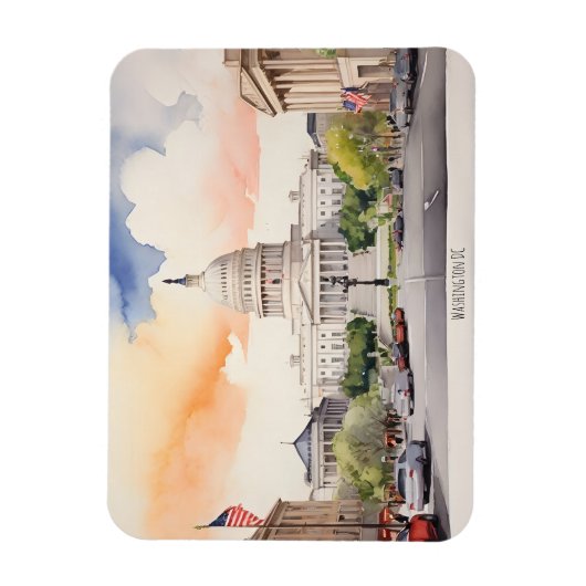 Washington DC waterverf kunst Magneet (Verticaal)