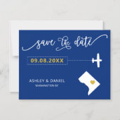 Washington DC Wedding Save the Date Card, Map Magnetische Uitnodiging (Voorkant)
