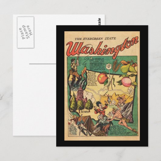 Washington de Evergreen-staat Briefkaart (Voorkant / Achterkant)
