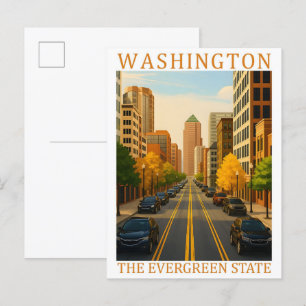 Washington de Immergroene Staat USA Reisbestemming Briefkaart
