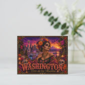 Washington Día de los Muertos Retro Briefkaart (Staand voorkant)