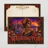 Washington Día de los Muertos Retro Briefkaart (Voorkant / Achterkant)