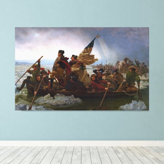 Washington die de Delaware passeert Canvas Afdruk (Insitu (Houten vloer))