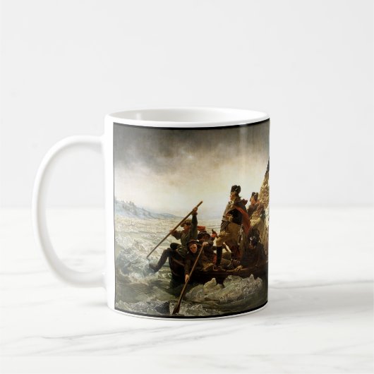 Washington die de Delaware passeert Koffiemok (Links)