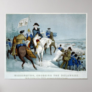 Washington die de Delaware passeert Poster