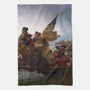 Washington die de Delaware passeert Theedoek