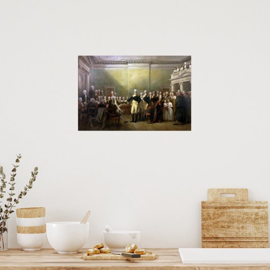 Washington die zijn commissie aftreedt poster (Keuken)